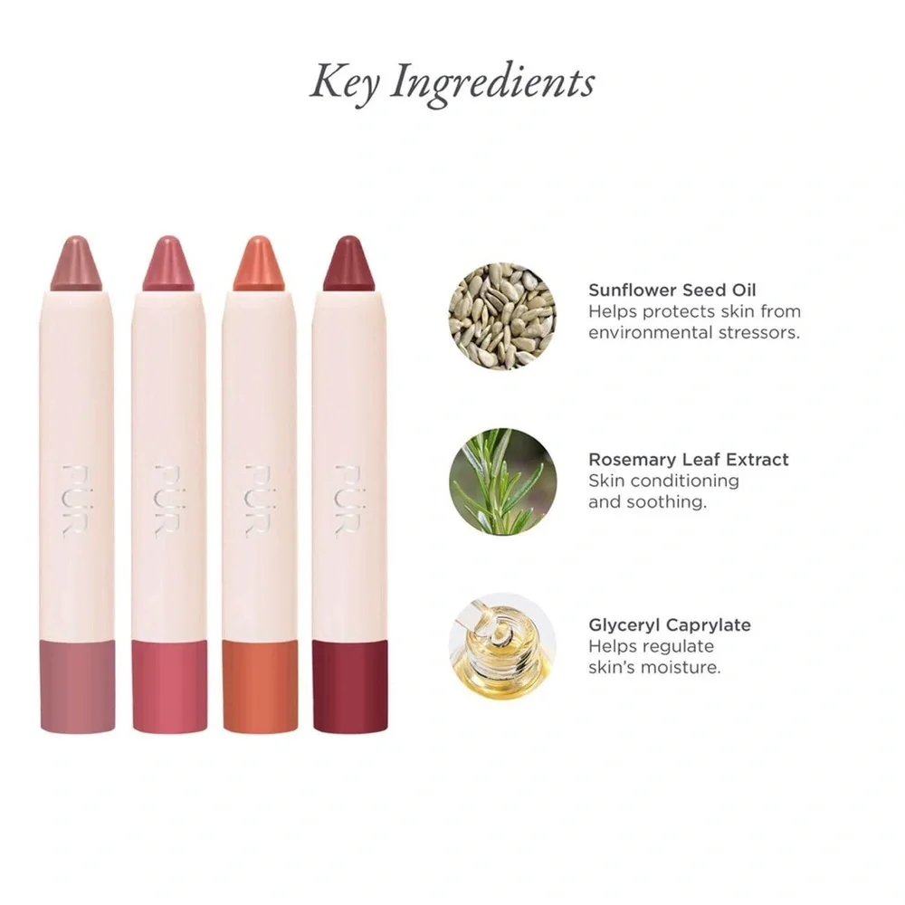 NWT PÜR Silky Pout Creamy Lip Chubby - Raspberry Spritz Pink Lip Crayon
